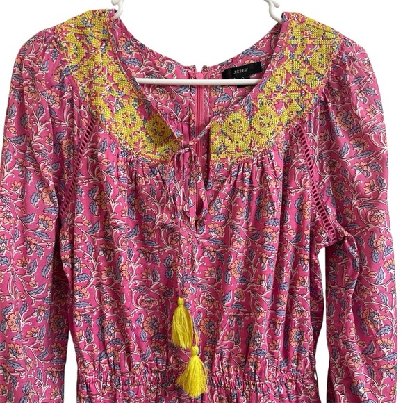 Crew Size 0 Embroidered Romper In Pink Vines Block Print Summer Tassel Floral - Picture 3 of 15